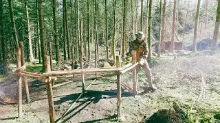 Horizontal Slotting for Log Walls | Bushcraft Dowel Joints | Hand Auger | Bushcraft Roundhouse PT3