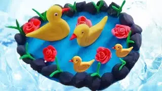 Clay duck pond | ducks | claycraft | Air dry clay art