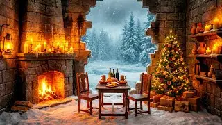 Christmas Fireplace in a Medieval Castle &ndash; Relaxing Winter Ambience