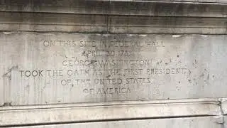 Historic federal hall writing and carving.