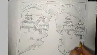 nice natural landscaping scenery drawing with easy steps/ pencil drawing ideas for beginners