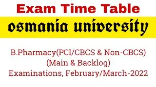 Exam Time Table | B.Pharmacy | Regular & Backlog Exams | Osmania University