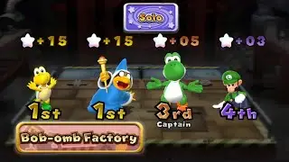 Mario Party 9 - Solo Mode - Koopa vs Yoshi vs MagiKoopa vs Luigi - Bob-omb Factory 