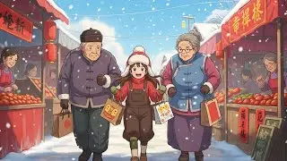 Winter Memories: Cozy Winter New Year Market with Grandma & Grandpa | Ghibli Style Relaxing Ambience