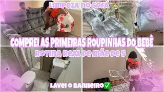 A FAM&Iacute;LIA VAI AUMENTAR 😍| ROTINA REAL M&Atilde;E DE 5 🥵| LAVEI O BANHEIRO E LIMPEI O SOF&Aacute; ✅