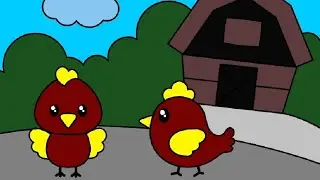 Happy Chickens Farm Scene | Kids Coloring Page