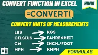CONVERT Function In Excel | Convert Units Of Measurements With CONVERT Formula