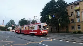 Трамвай, маршрут №49 в парк (от Карбюраторного завода) ЛВС-97К б.1030 (22.08.2023) Санкт-Петербург