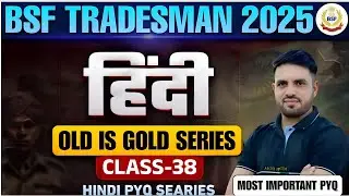 BSF Tradesman Hindi Classes 2025 | Set-38 | Hindi Previous Year Questions for Bsf tradesman