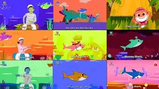 Baby Shark Multiscreen 🦈 | 3 Baby Shark 3 Mommy Shark 3 Daddy Shark BIG SCREEN