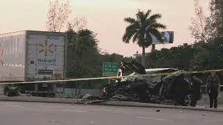 Crash in Hollywood shuts down Sheridan Street after semi-truck and SUV collide