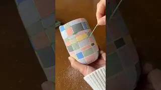 relax and watch some satisfying tape pulls on this coffee tumbler! #oddlysatisfying #asmr #pottery