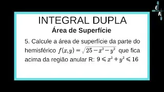 5. Integral Dupla - &Aacute;rea de Superf&iacute;cie - Lista Mackenzie