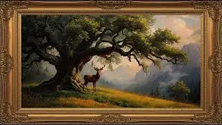 WALLPAPER TV ART LEGENDARY DEER UNDER THE ANCIENT TREE   3 HOURS