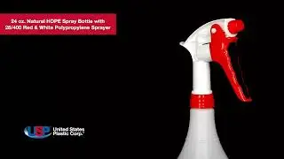 24 oz. Natural HDPE Spray Bottle with 28/400 Red & White PP Sprayer | U.S. Plastic Corporation&reg;