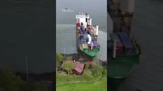 Container ship runs aground dangerously close to a home