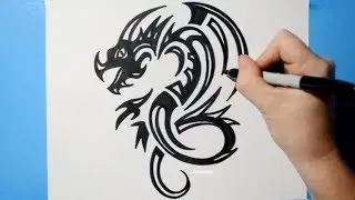 Tribal Dragon #13 / Modern Graphic Art / Abstract Drawing / Original Design by JSHcreates