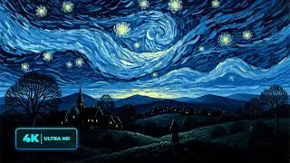 Ambient Art TV 4K | Relaxing Starry Night Chiaroscuro Painting for Gallery TV