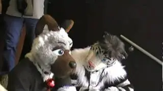 MiDFur XII: Heroes and Villains SCARr and Lyctiger rest on the steps