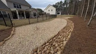 Dry Creek Bed Installation | Decorative Gravel | By Brooks Landscaping | River Rock Design