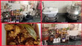 Non Modular Kitchen CounterTop Cleaning 🧹 | Easy Lunch Chicken Recipe 🍗 | Indian Kitchen Routine