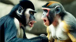 Wolf's Guenon Monkey fights for survival