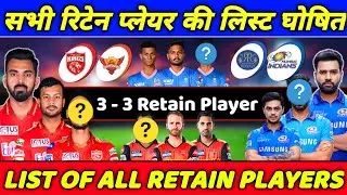 Mega Auction - MI, RR, PBKS & SRH Retain Players List for the IPL 2022 Mega Auction