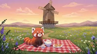 🧺Red Panda&rsquo;s Sunset Picnic by the Windmill 🌅Chill Lofi Music 🌾Charming Countryside Picnic 🦊