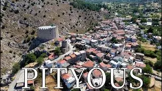 Pityous, Island Chios, Greece - mountainous village | medieval tower | by drone [4K]. #chios