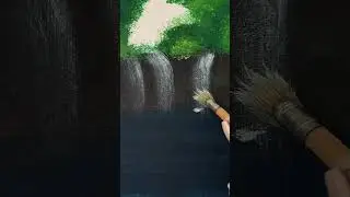 Peaceful Waterfall Painting/ Relaxing Nature Scenery #art #acrylicscenery #waterfallpainting