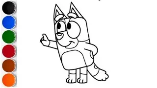 Draw bluey💙💙💙🌈 | step-by-step bluey drawing| colouring | drawingforkids | bluey drawing colouring