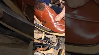 ASMR Leather Cutting #craftsmanship #leatherwork #handcraftedshoes #handmadeinusa