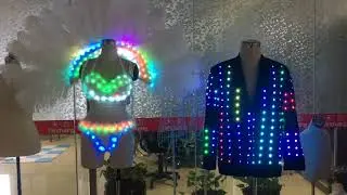 Pixel LED light jacket and LED gogo dane dress with feather backpack TC-019 and TC-187