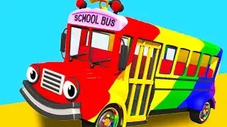 Wheels On The Rainbow Bus | Nursery Rhymes & Kids Songs | Gecko's Garage | Buses For Children