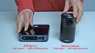 Сравнение проекторов: ZTE Spro 2 и проектор Nebula Capsule (обзор сбоку)