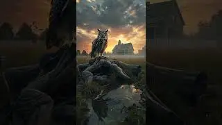 Guardian of the Sunset | A Silent Gaze in a Breathing World #owl #sunset #cinematicmood