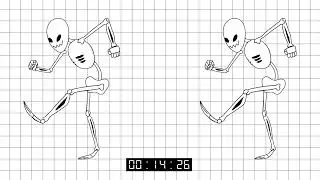 Dancing Skeleton with Grid Overlay: Slowmotion & Realtime   Animation Reference