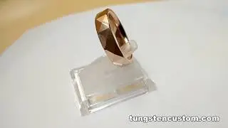 8mm Rose Gold Couples Faceted Tungsten Ring Wedding Band