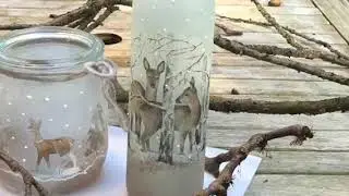 Flaschen Upcycling mit Serviettentechnik und Dekofrost