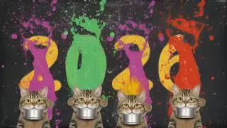 Happy Cute Cat Welcoming 2026