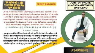 Jhun Jhunwala makes 1000 toys and incurs a cost of 1.2 for eark toys. He marks-up