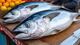 Everyday of My Life ❗🔥 Exploring Sorong Fish Market live broadcast of yellowfin tuna cutting