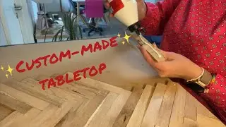 DIY Custom Herringbone Tabletop | TV Hideaway Built | Living Room Glow Up Series