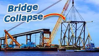 Key Bridge Collapse Close-Up Truss Pulled Out Water