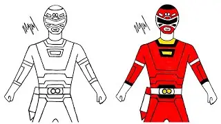 HOW TO DRAW RED RANGER FROM POWER RANGERS TURBO