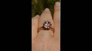Morganite Rose Gold Peony Engagement Ring and Wedding Band, Bridal Set