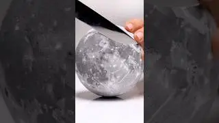 Cutting the Moon | Black Crystal Liquid ASMR 🌑✨ Ultra Realistic😍b#asmr #satisfying #shortsfeed