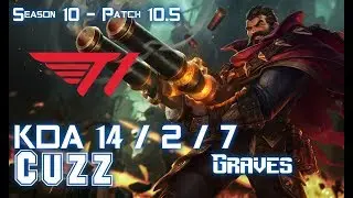 T1 Cuzz GRAVES vs LEE SIN Jungle - Patch 10.5 KR Ranked