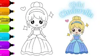 How to Draw Chibi Cinderella 👑 | Cute Princess Drawing and Coloring Tutorial for Kids