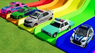 TRANSPORTING PIXAR CARS & FRUITS WITH COLORED & JOHN DEERE vs CLAAS vs TRACTORS - BeamNG.drive #964